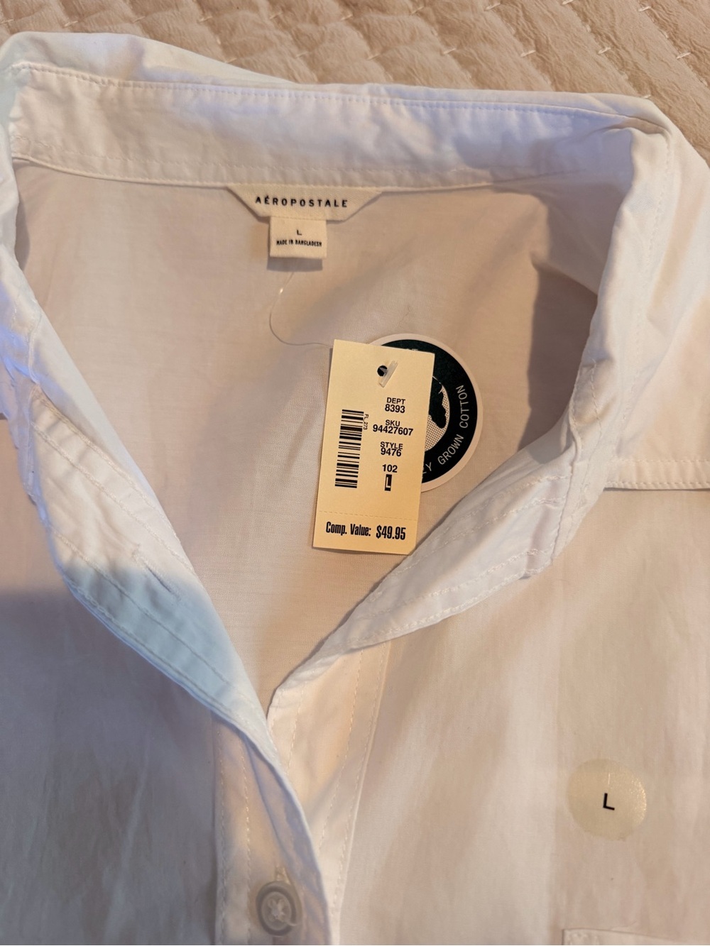 Classic White Button-Down Shirt Aeropostale NWT Cotton L - Picture 2 of 2